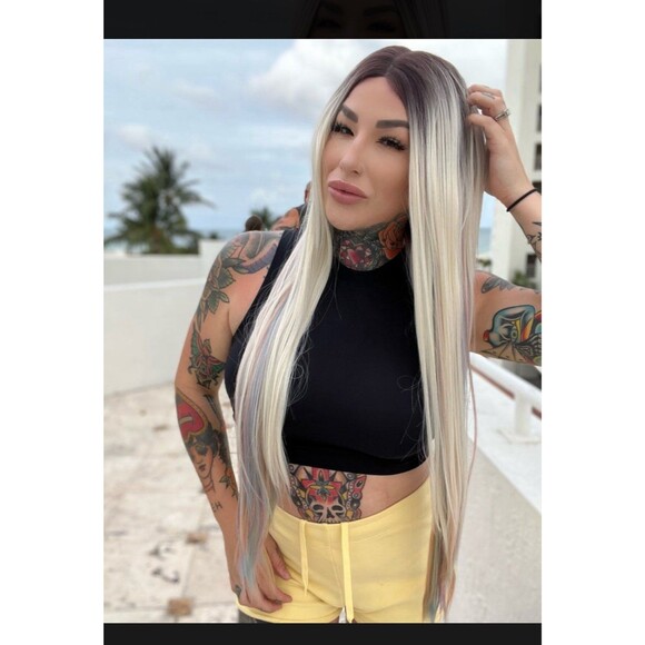 Rebel Gypsy “Cotton Candy Feeling” Human hair blend lace front wig main image 7